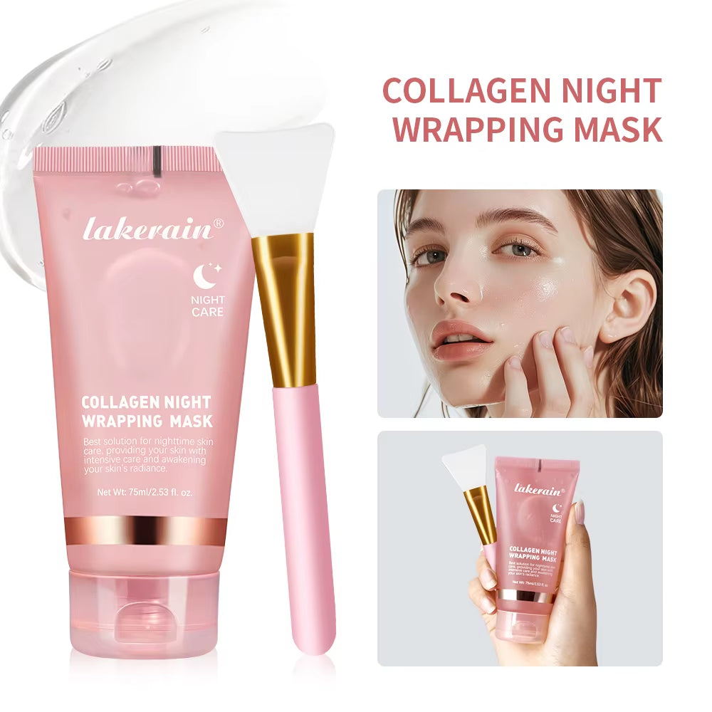 Collagen Jelly Cream Hydrolyzed Collagen Overnight Facial Mask Wrapping Peel-Off Mask Hydrating Firming Moisturizing Skincare