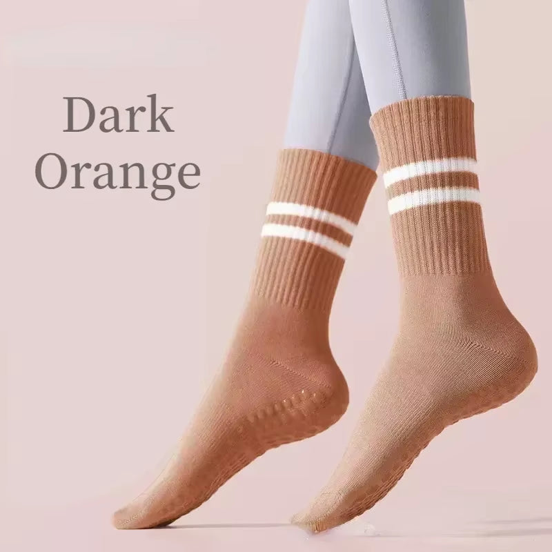 Yoga Socks Cotton Mid-Tube Bottom Professional Non-Slip Silicone Indoor Fitness Socks Gym Floor Soft Dance Pilates Sports Socks