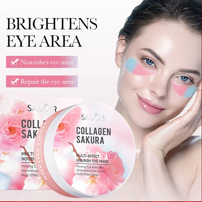60Pcs  Sakura Collagen Eye Mask anti Dark Circles Eyes Bags Removal Moisturizing Firming Eye Patches Skin Care for Eyes