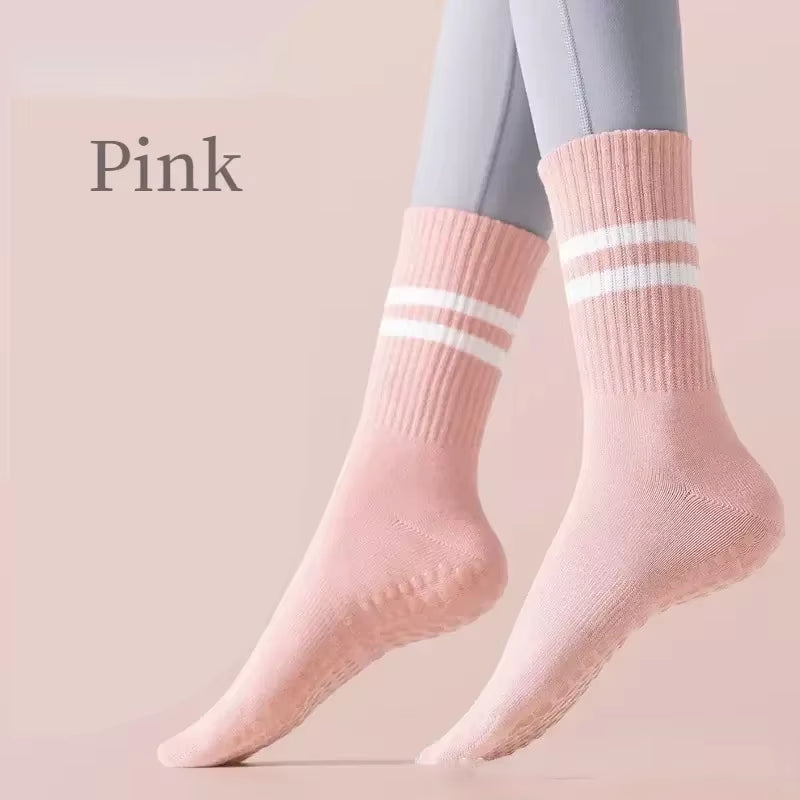 Yoga Socks Cotton Mid-Tube Bottom Professional Non-Slip Silicone Indoor Fitness Socks Gym Floor Soft Dance Pilates Sports Socks