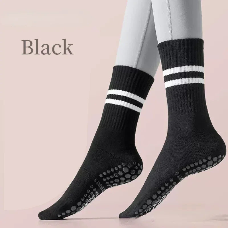 Yoga Socks Cotton Mid-Tube Bottom Professional Non-Slip Silicone Indoor Fitness Socks Gym Floor Soft Dance Pilates Sports Socks