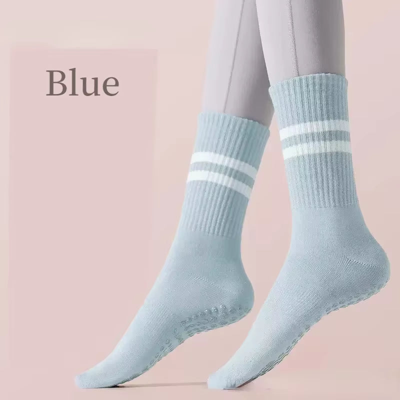 Yoga Socks Cotton Mid-Tube Bottom Professional Non-Slip Silicone Indoor Fitness Socks Gym Floor Soft Dance Pilates Sports Socks